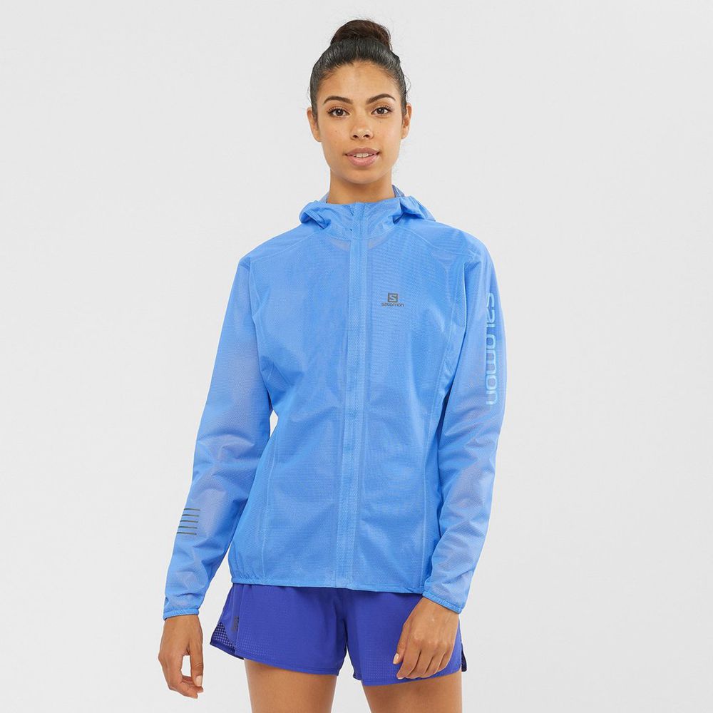 Salomon Singapore Womens Jackets - LIGHTNING RACE WATERPROOF Royalblue | 85214-WTFL